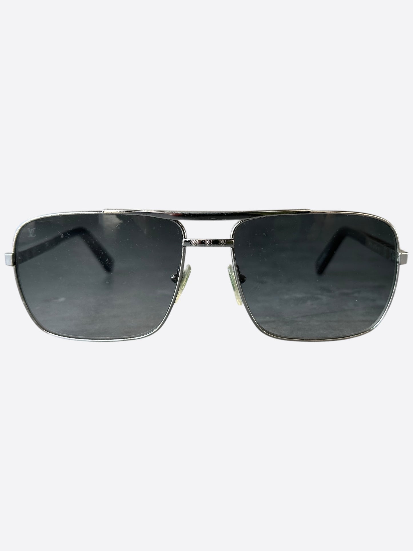 Louis Vuitton Silver Damier Attitude Pilot Sunglasses – Savonches