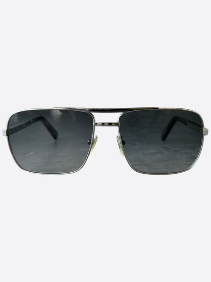 Louis Vuitton Silver Damier Attitude Pilot Sunglasses