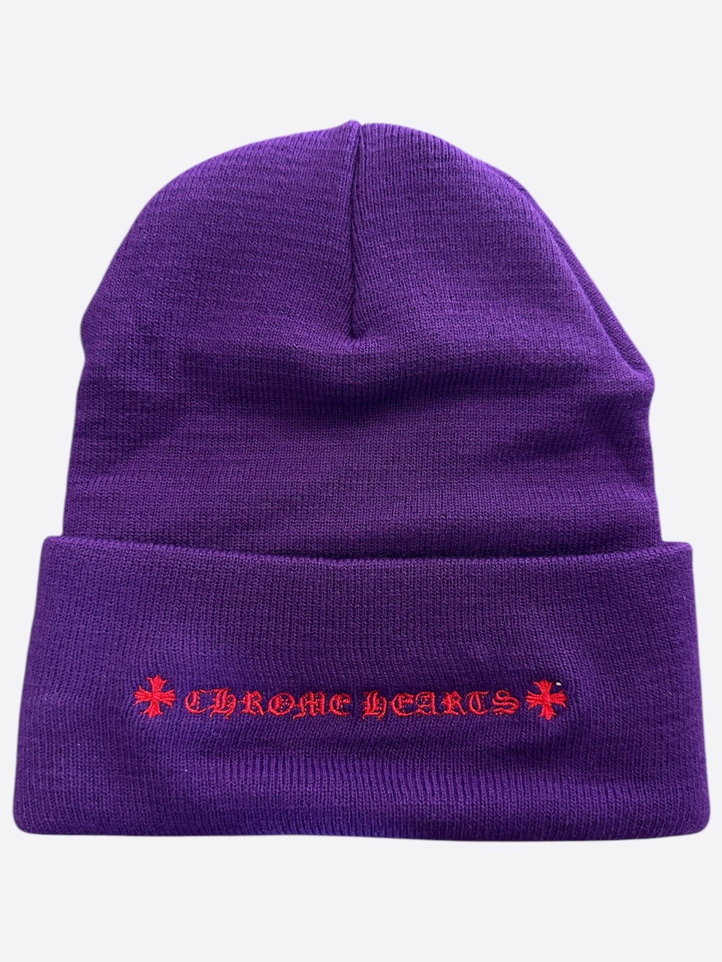 Chrome Hearts Purple & Red Triple Cross Embroidered Beanie