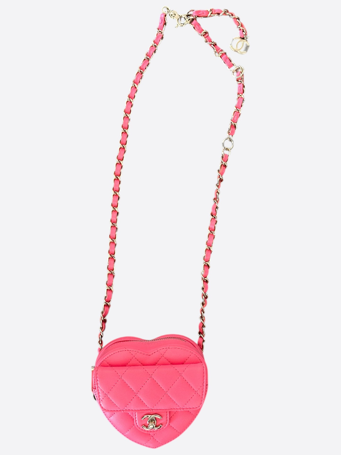 Chanel Pink Quilted Mini Heart Bag