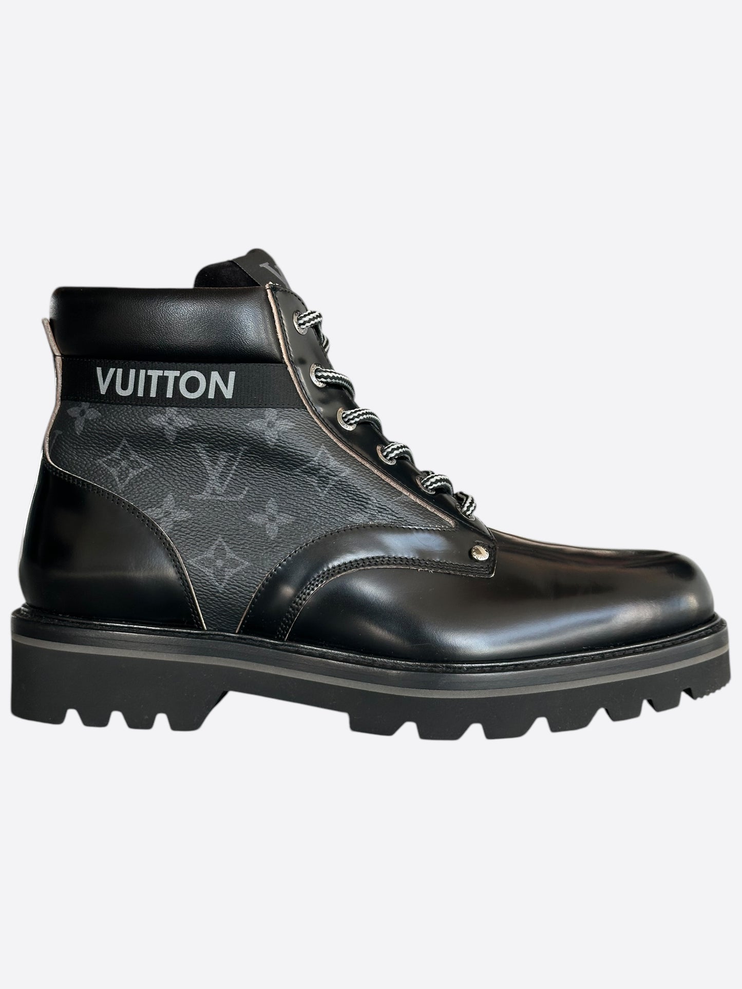 Louis Vuitton Black Monogram Eclipse Leather Boots