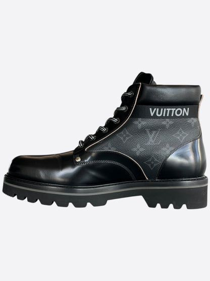 Louis Vuitton Black Monogram Eclipse Leather Boots