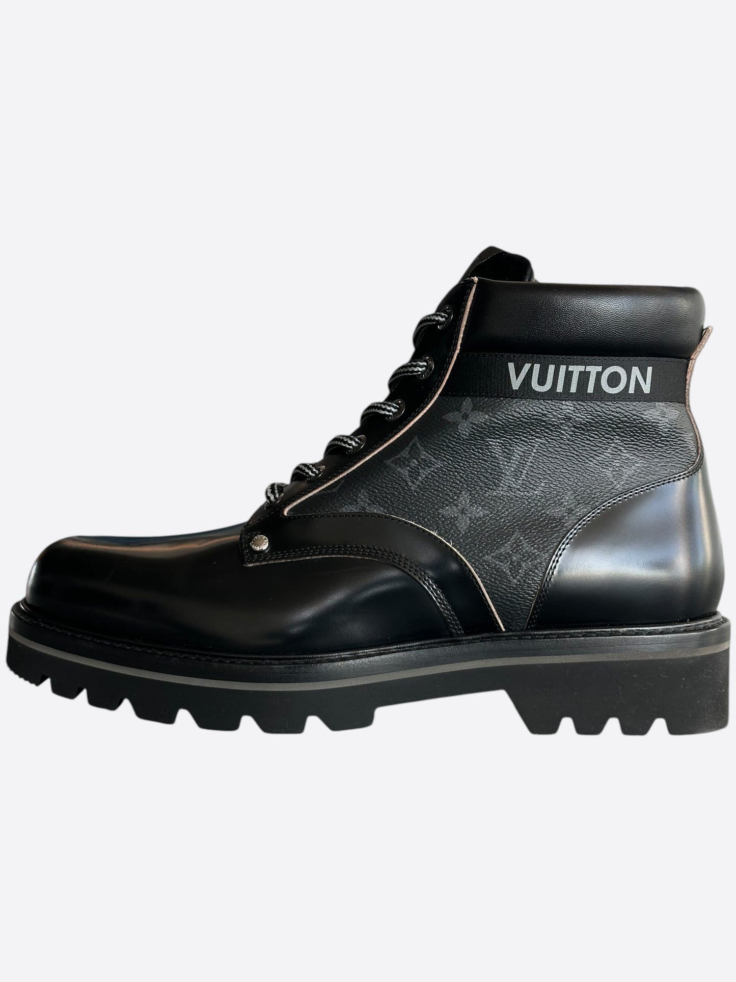 Louis Vuitton Black Monogram Eclipse Leather Boots