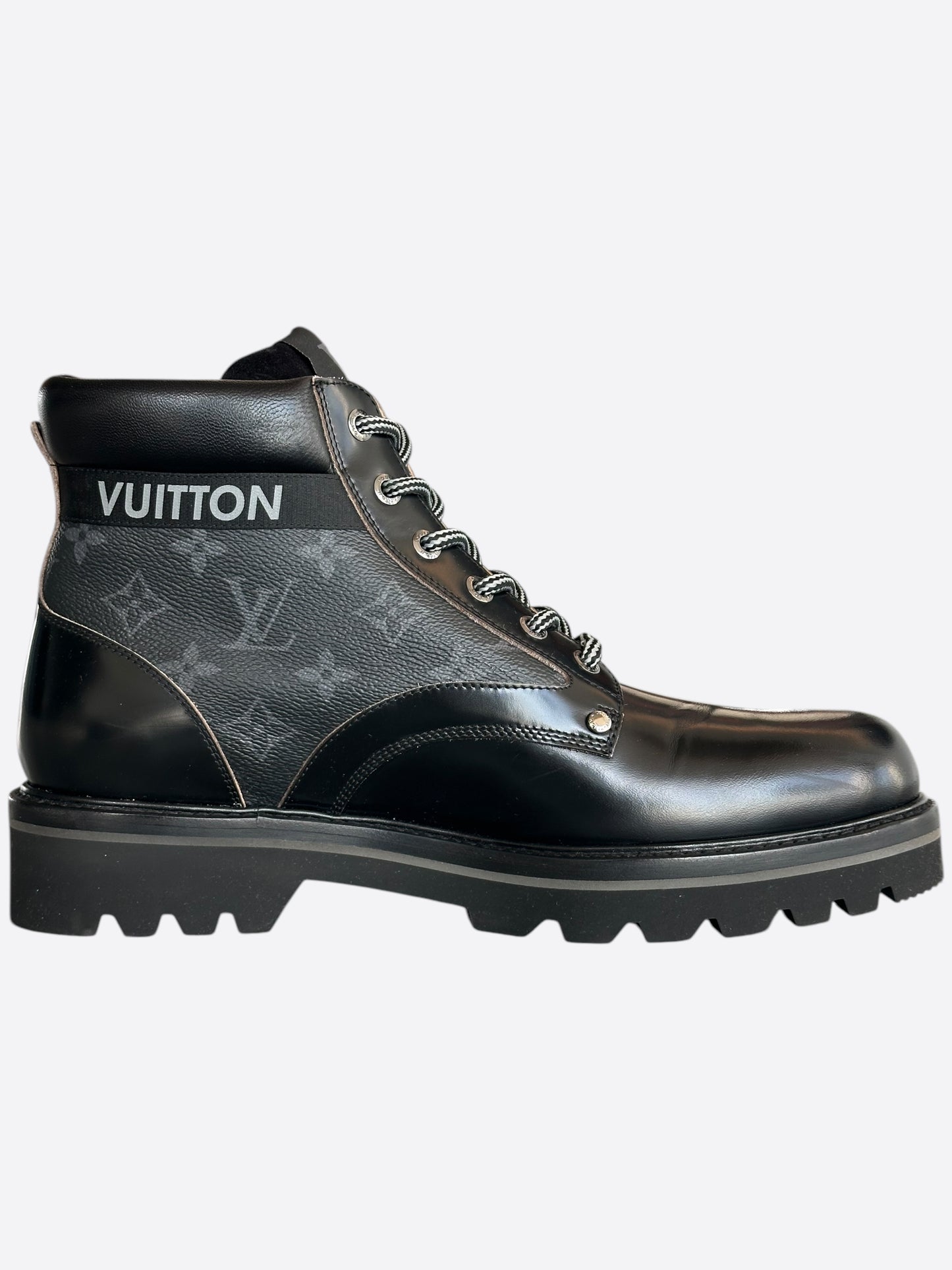 Louis Vuitton Black Monogram Eclipse Leather Boots