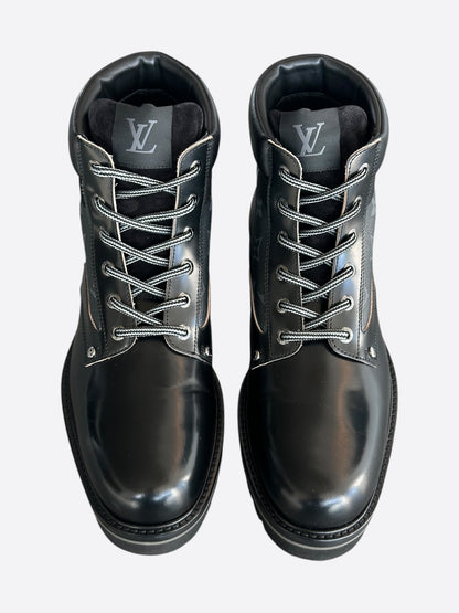 Louis Vuitton Black Monogram Eclipse Leather Boots