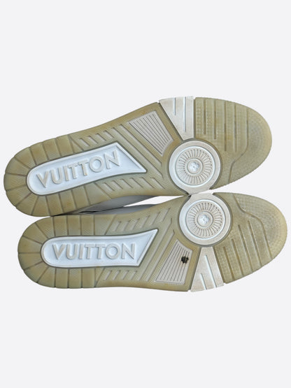 Louis Vuitton White & Grey Leather Trainers