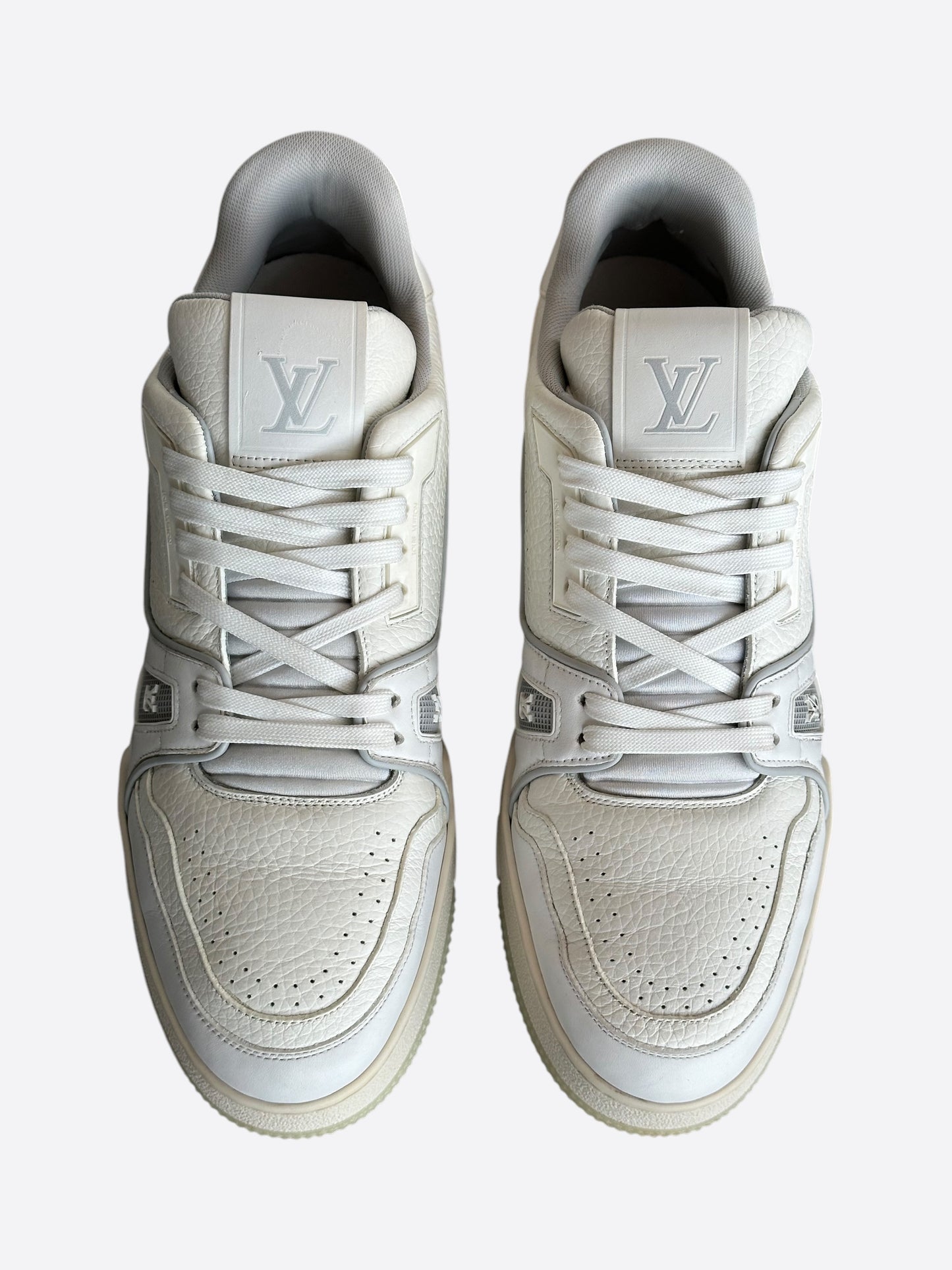 Louis Vuitton White & Grey Leather Trainers