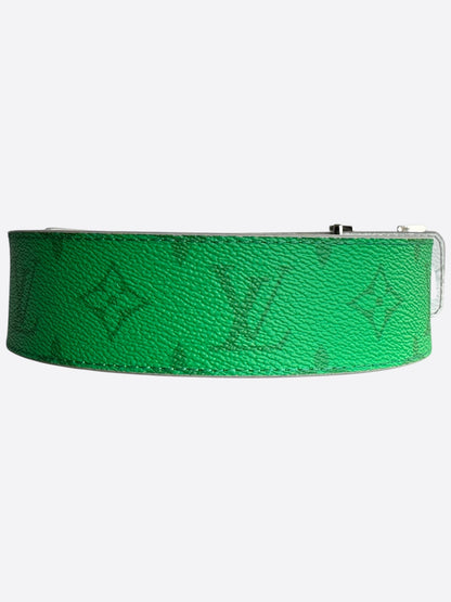 Louis Vuitton Green & White Monogram Reversible Belt