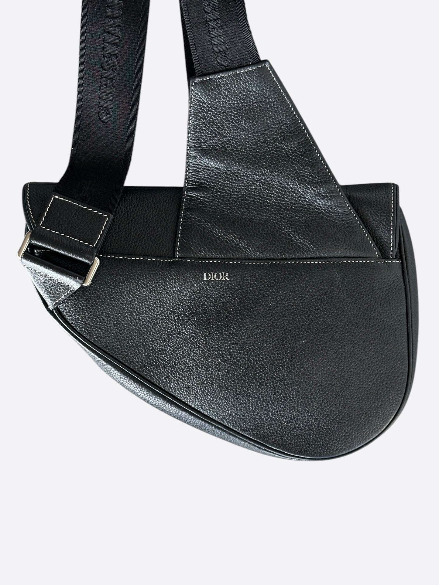 Dior Stussy Black Bee Logo Saddle Bag