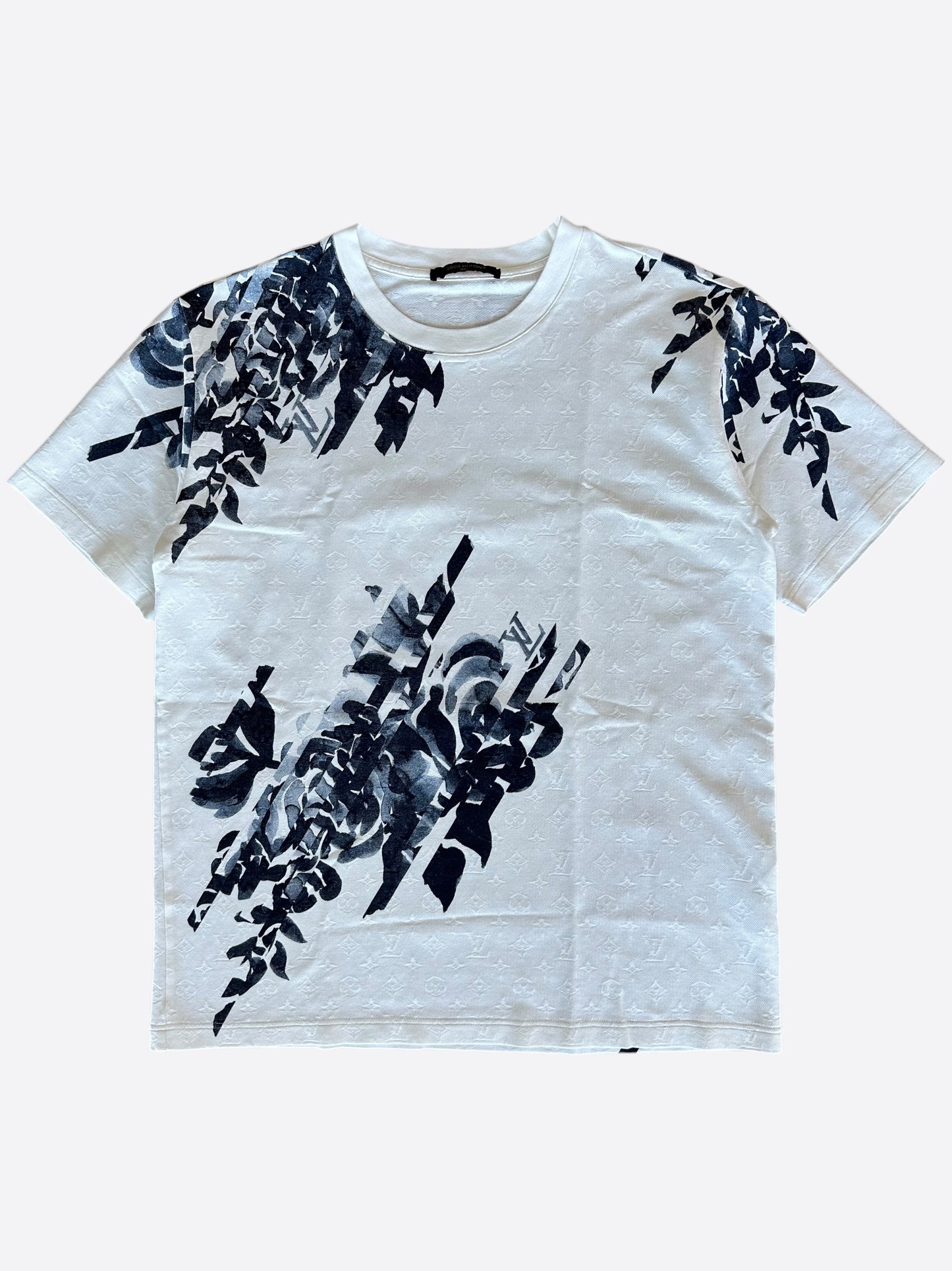 Louis Vuitton White & Blue Floral Monogram T-Shirt