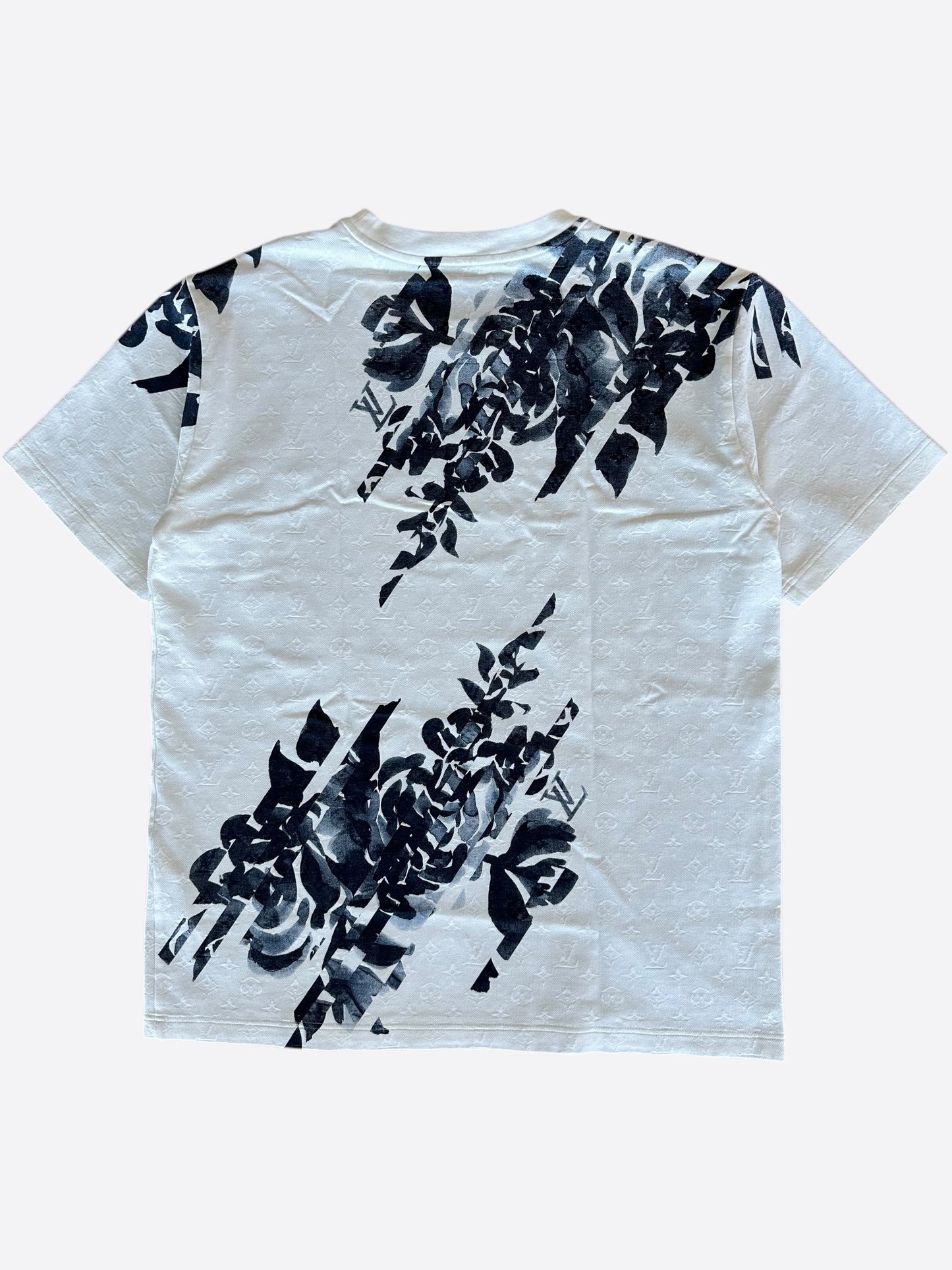 Louis Vuitton White & Blue Floral Monogram T-Shirt