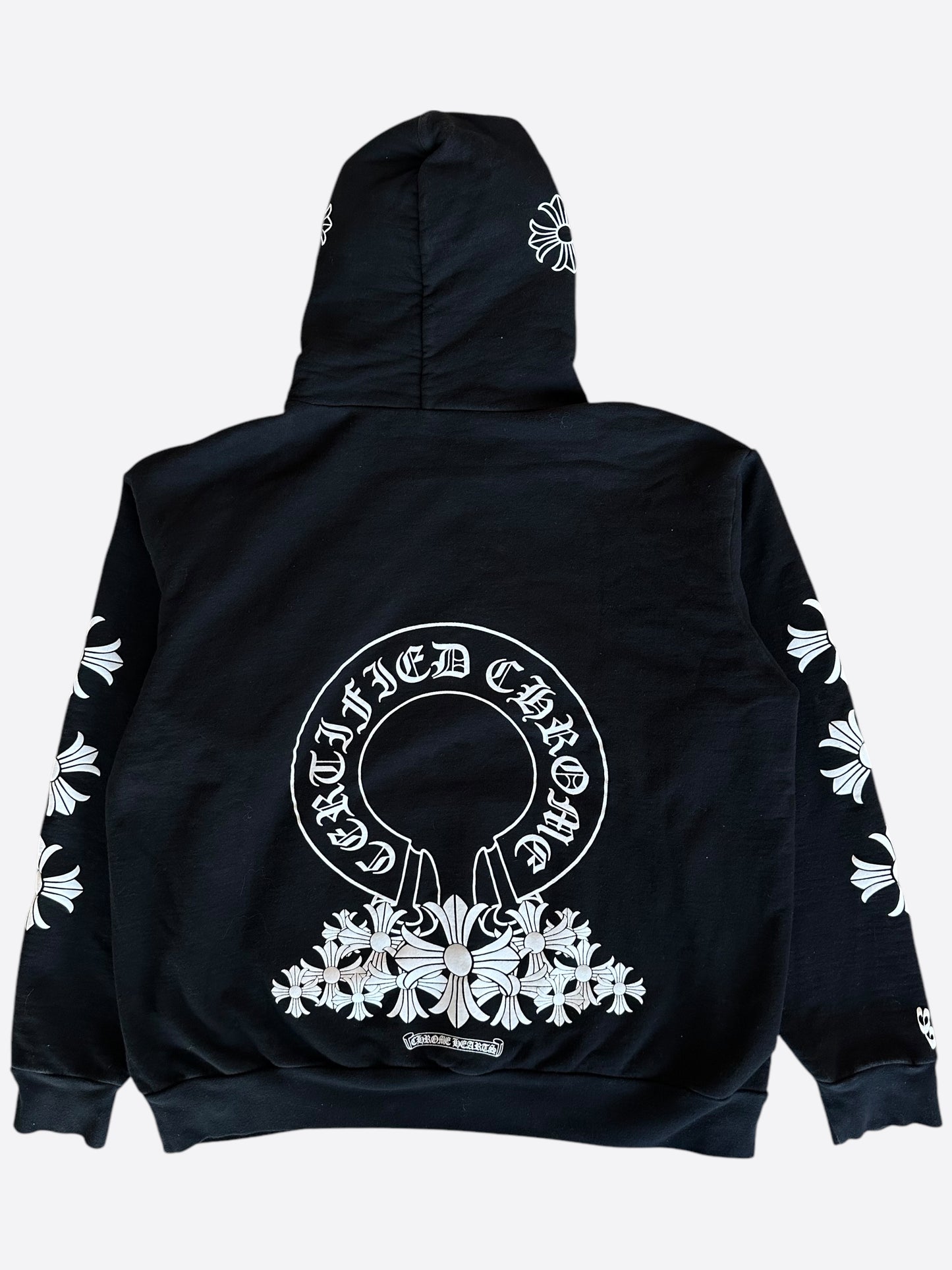 Chrome Hearts Drake Black & White Certified Horseshoe Logo Hoodie