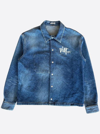 Dior Shawn Stussy Blue Embroidered Denim Jacket