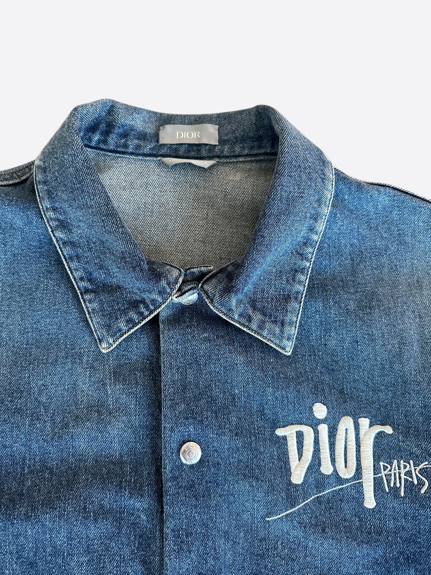 Dior Shawn Stussy Blue Embroidered Denim Jacket