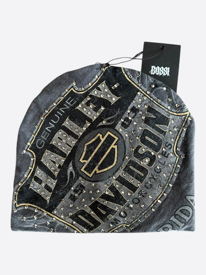 Bossi Vintage Harley Davidson Rhinestone Embellished Beanie