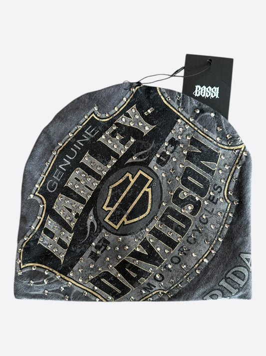 Bossi Vintage Harley Davidson Rhinestone Embellished Beanie