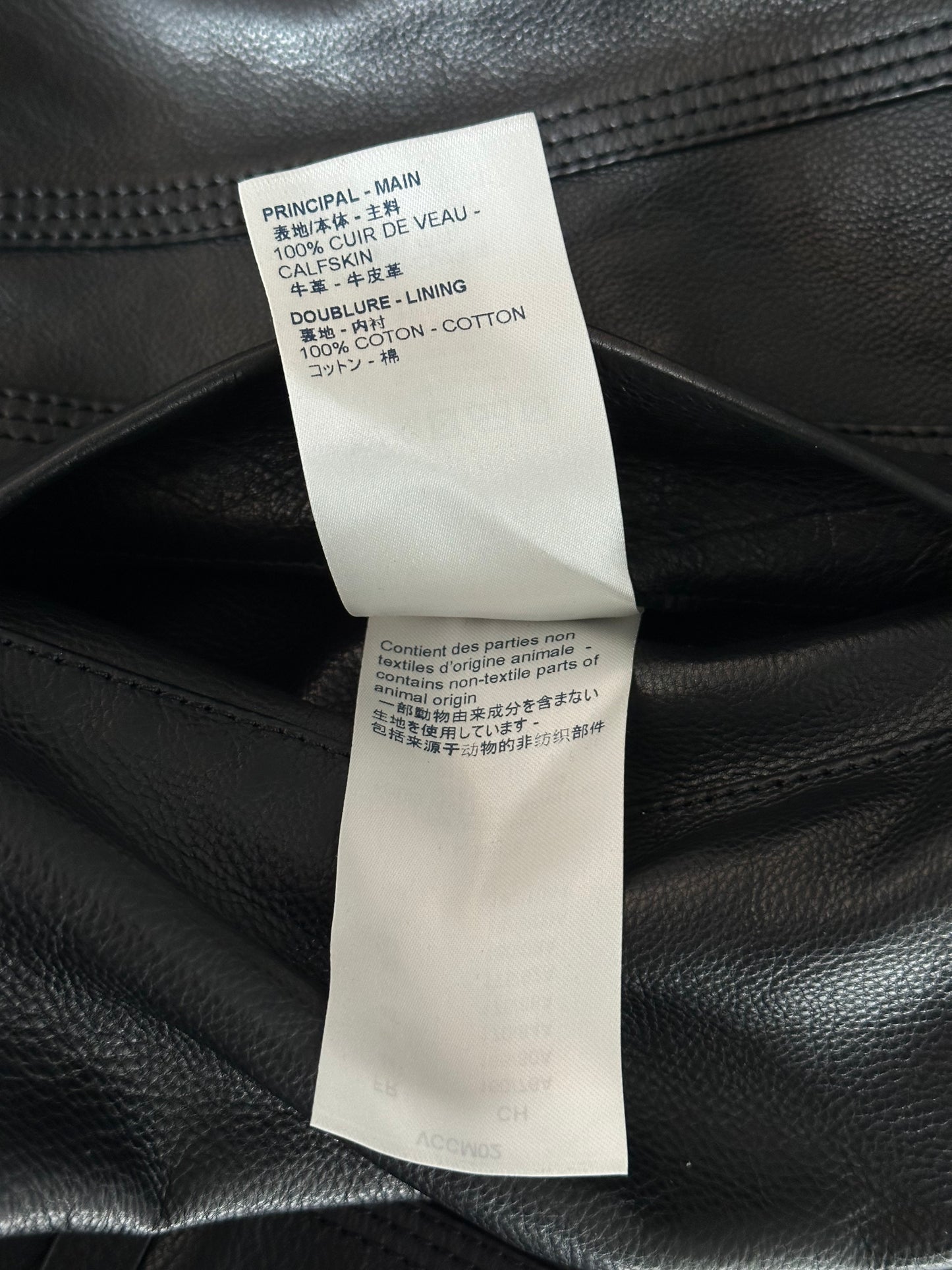 Louis Vuitton Black & White Chain Leather Trucker Jacket