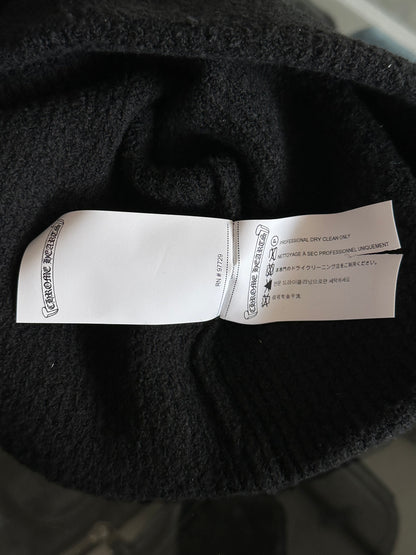 Chrome Hearts Black Ponyhair Cross Patch Beanie