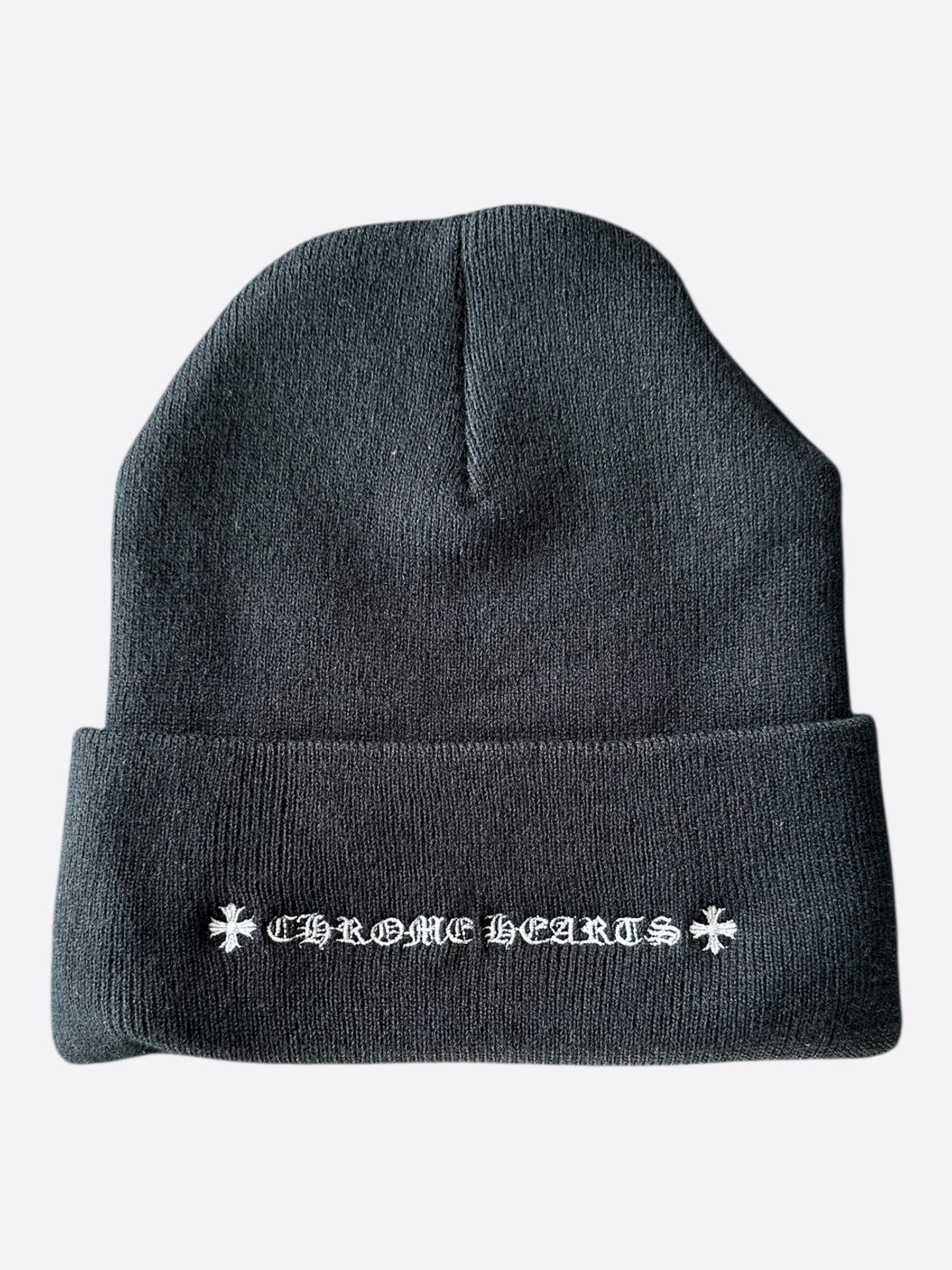 Chrome Hearts Black & White CH Logo Embroidered Beanie
