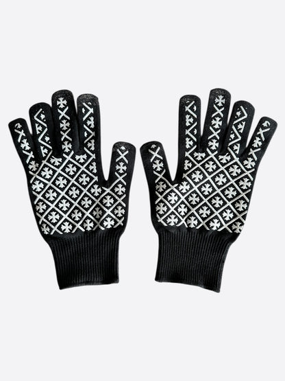 Chrome Hearts Black & White Script Cross Logo Gloves