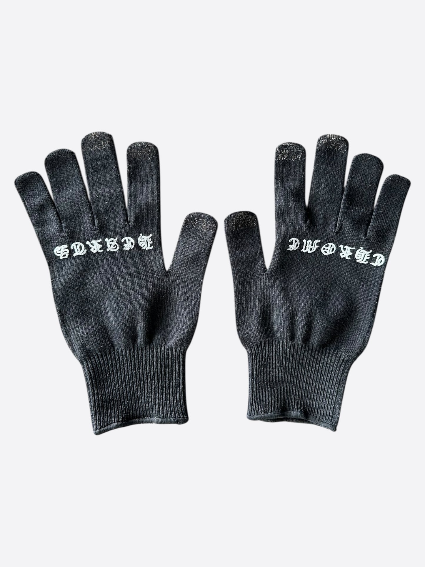 Chrome Hearts Black & White Script Cross Logo Gloves