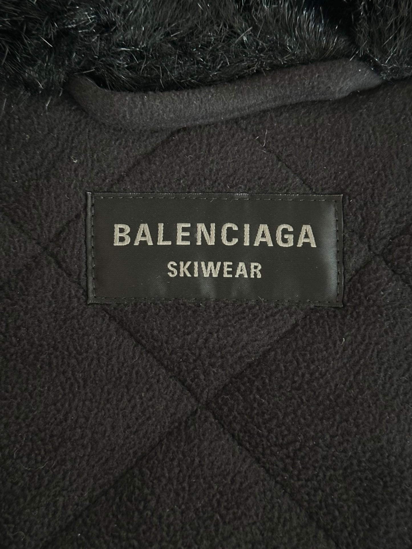 Balenciaga Black Faux Fur Quilted Jacket