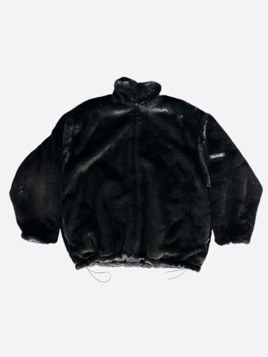 Balenciaga Black Faux Fur Quilted Jacket