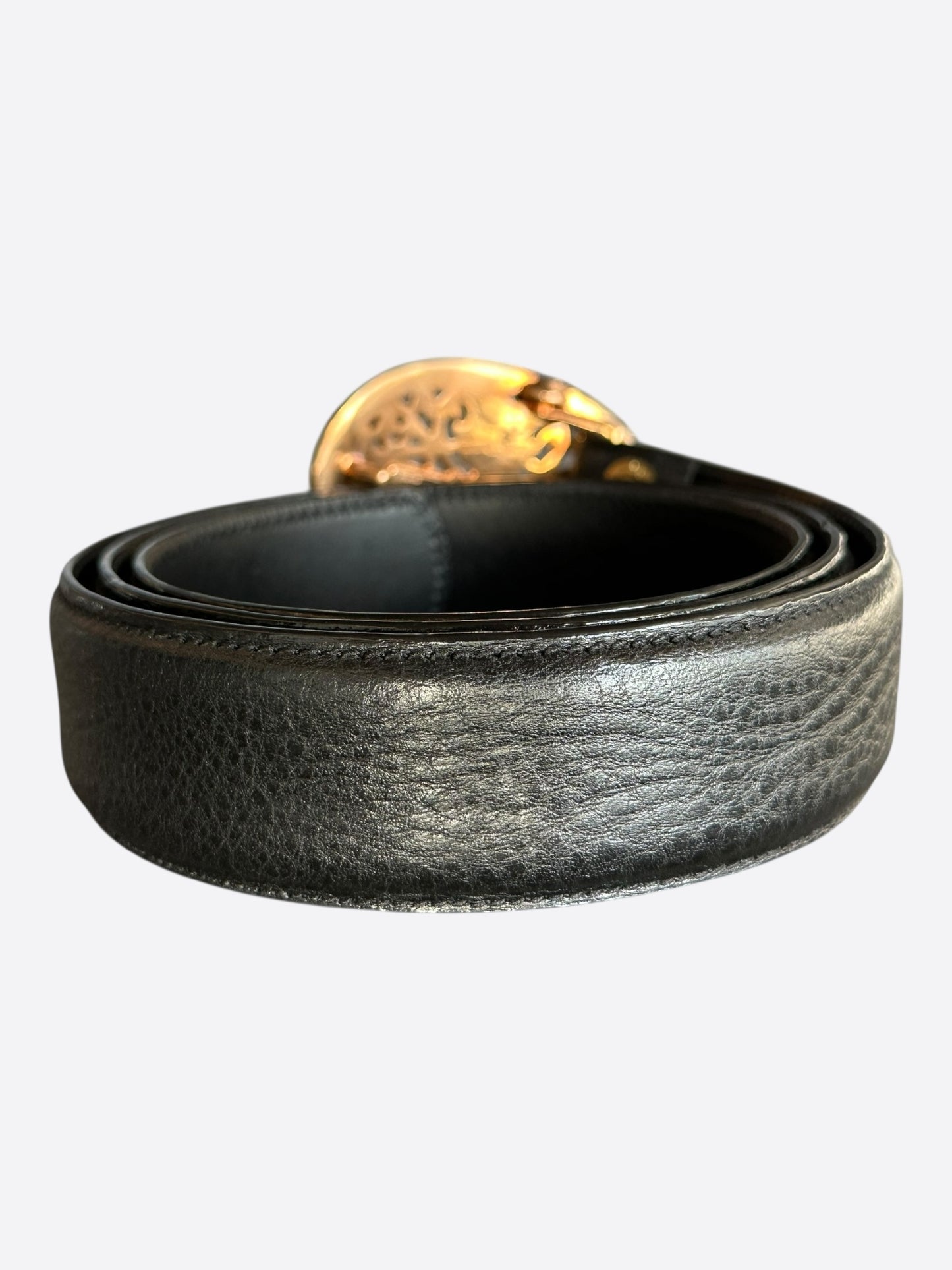 Chrome Hearts Black & Brass Oval Cross Belt