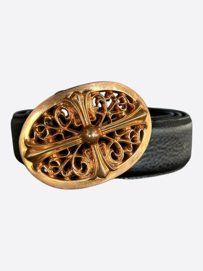 Chrome Hearts Black & Brass Oval Cross Belt