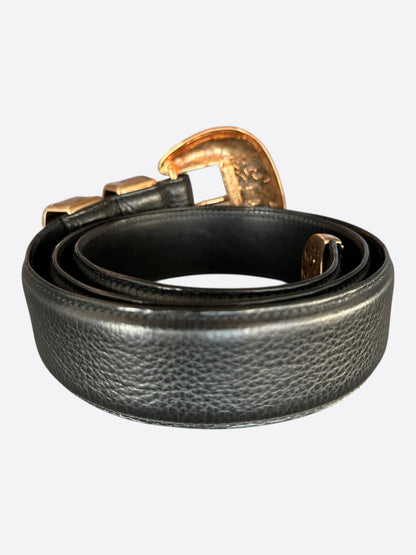 Chrome Hearts Black & Brass 3 Piece Leather Belt