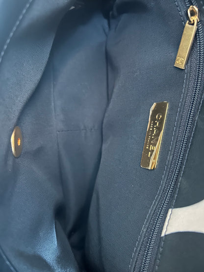 Chanel Black & White CC Fabric Medium Chanel 19 Flap Bag