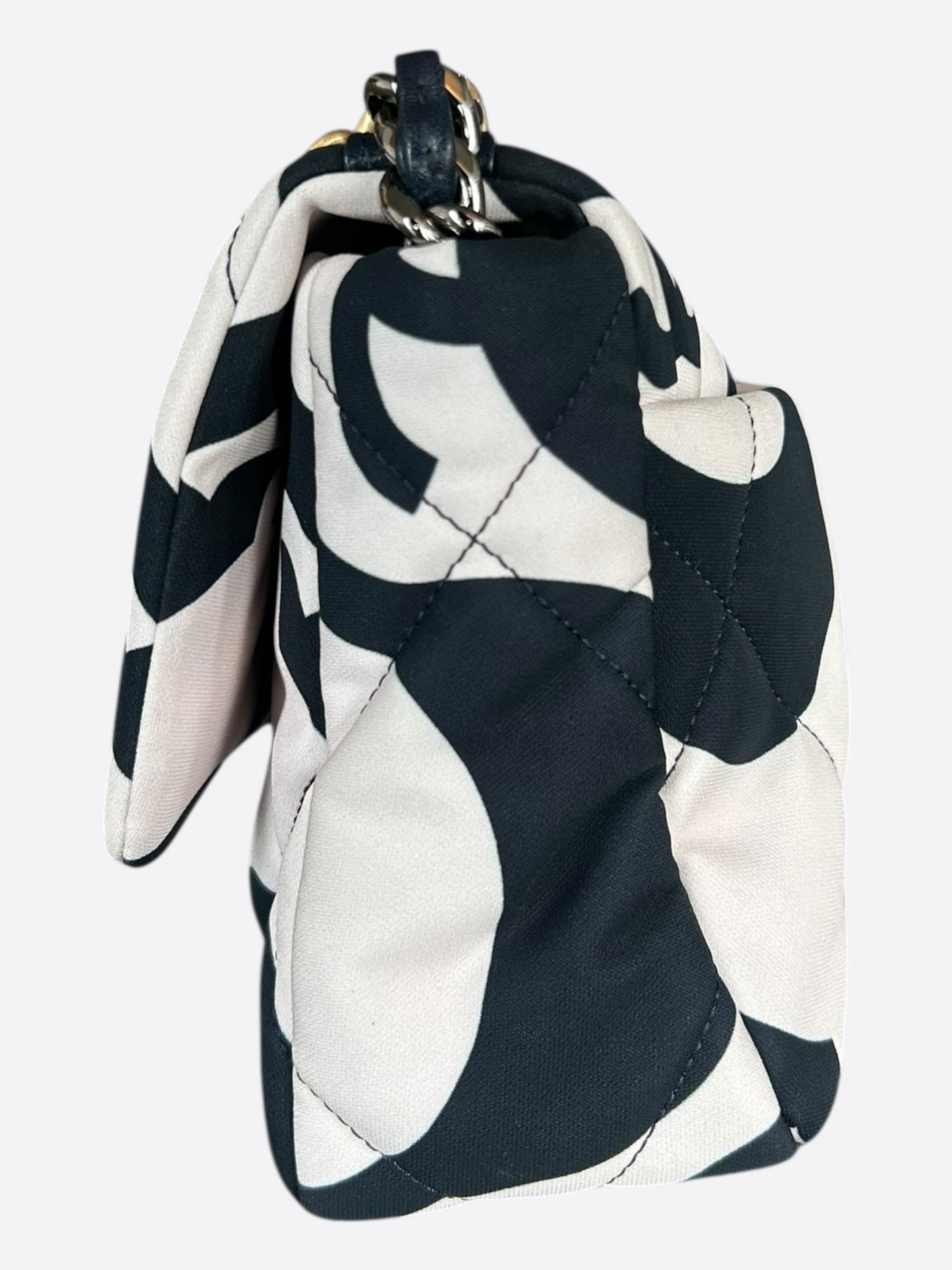 Chanel Black & White CC Fabric Medium Chanel 19 Flap Bag