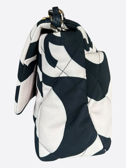 Chanel Black & White CC Fabric Medium Chanel 19 Flap Bag