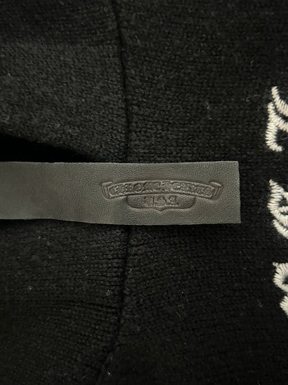 Chrome Hearts Black & White Leather Triple Cross Patch Cashmere Hoodie