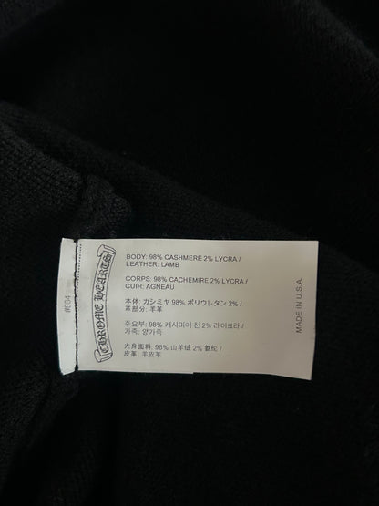 Chrome Hearts Black & White Leather Triple Cross Patch Cashmere Hoodie