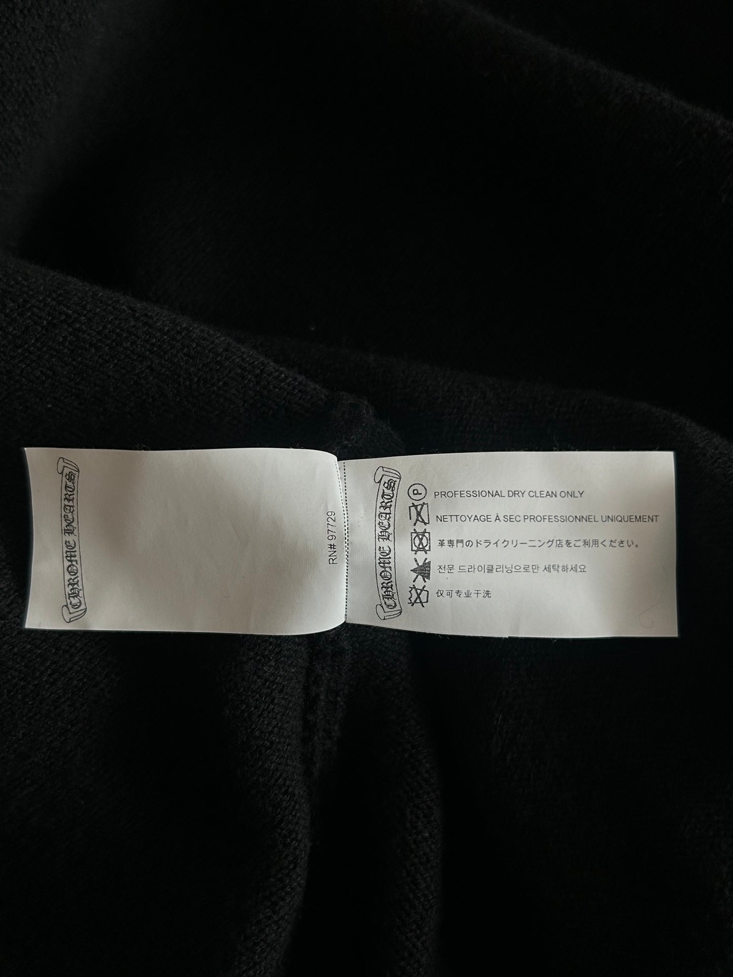 Chrome Hearts Black & White Leather Triple Cross Patch Cashmere Hoodie