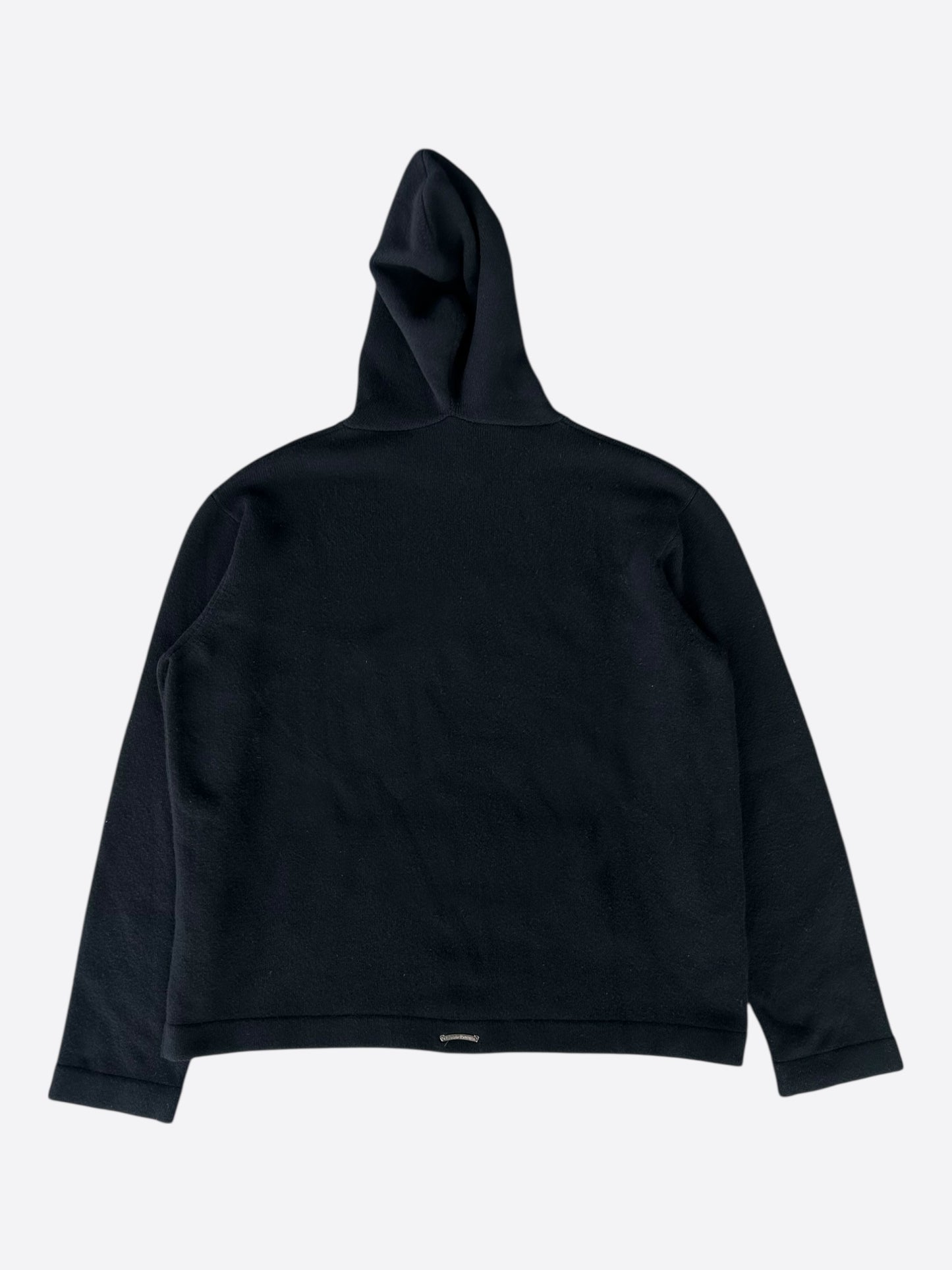 Chrome Hearts Black & White Leather Triple Cross Patch Cashmere Hoodie