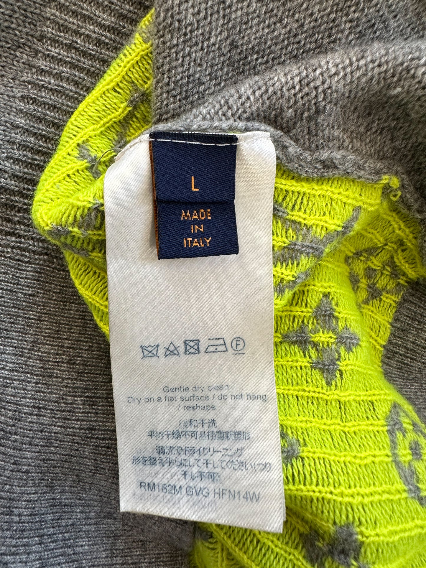 Louis Vuitton Grey & Yellow Half Monogram Cashmere Sweater