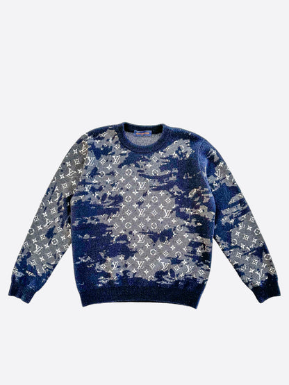 Louis Vuitton Navy Distressed Monogram Sweater