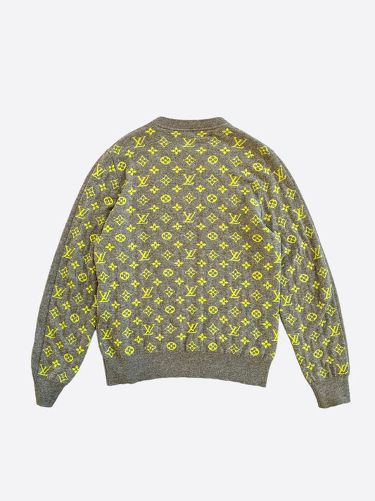 Louis Vuitton Grey & Yellow Half Monogram Cashmere Sweater