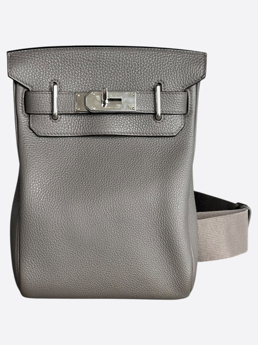 Hermes Grey Etain HAC Dos Crossbody Backpack