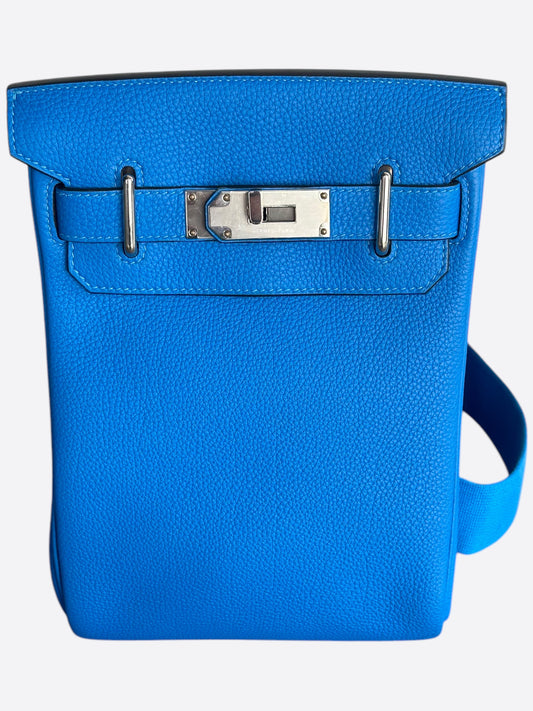 Hermes Blue Hydra HAC Dos Crossbody Backpack