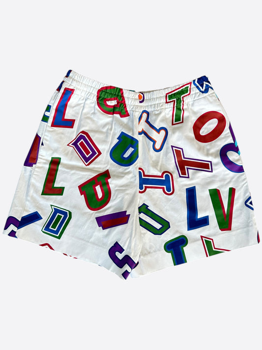 Louis Vuitton NBA White Multicolor Letter Shorts