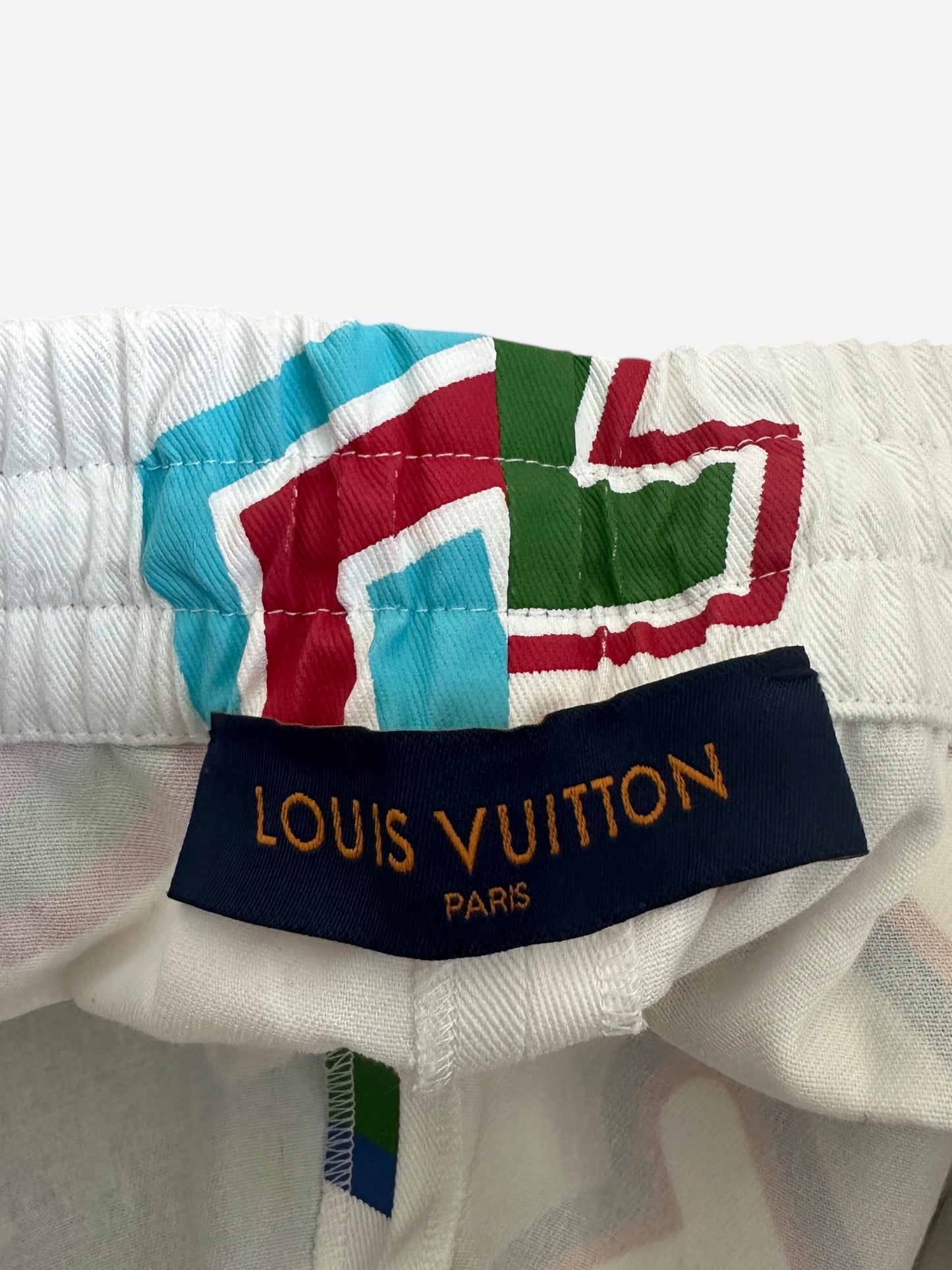 Louis Vuitton NBA White Multicolor Letter Shorts