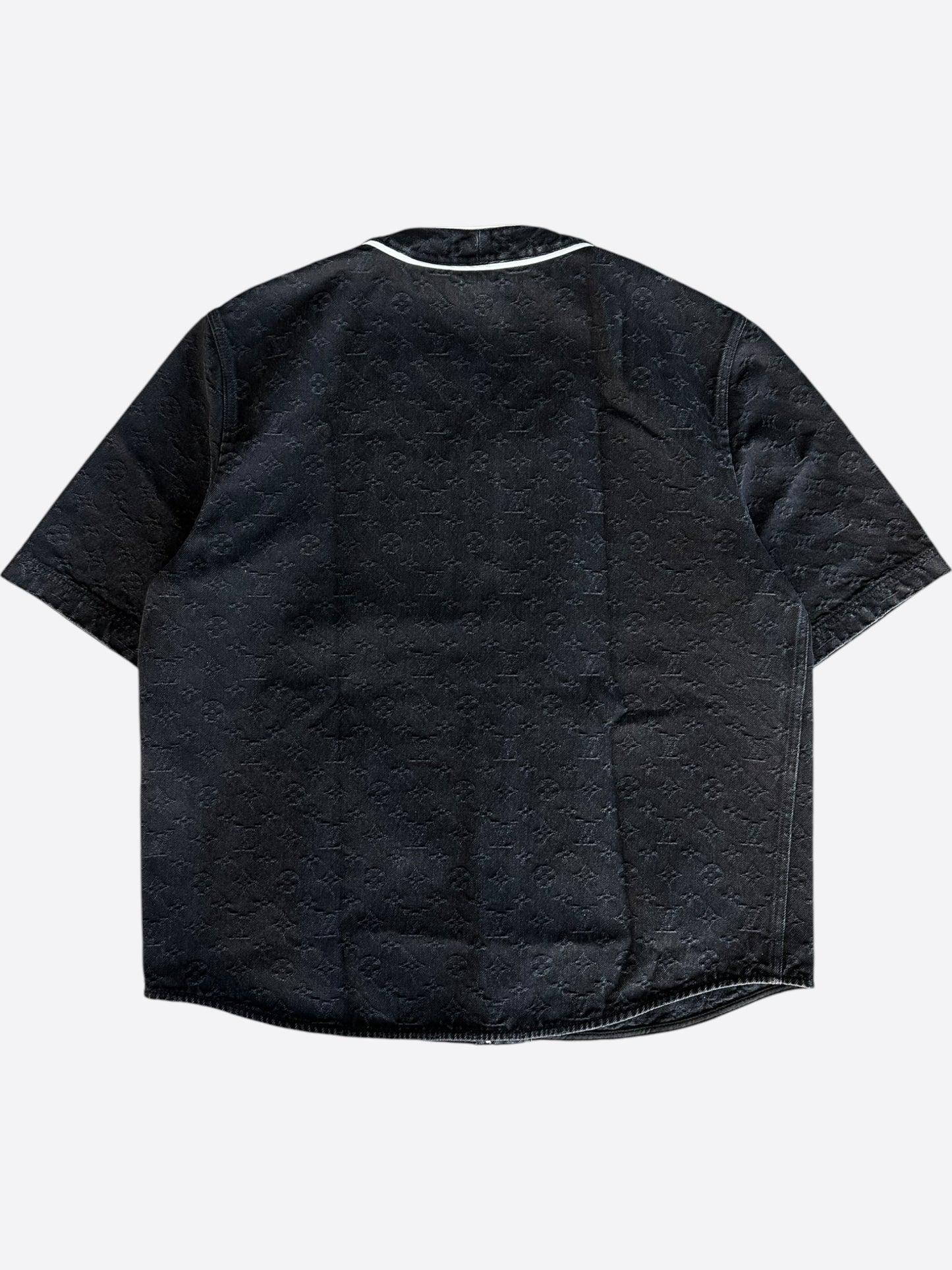 Louis Vuitton Black Monogram Denim Baseball Shirt