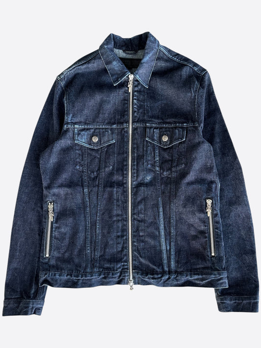 Chrome Hearts Dark Blue Fleur Denim Jacket