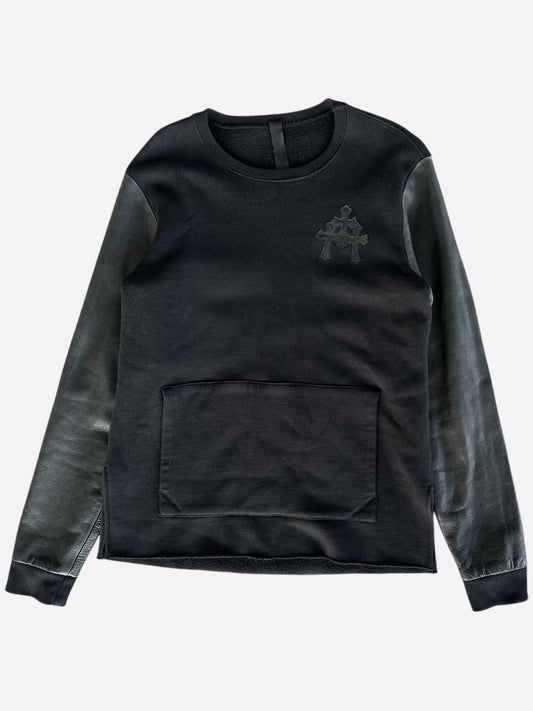 Chrome Hearts Black Leather Triple Cross Sweater