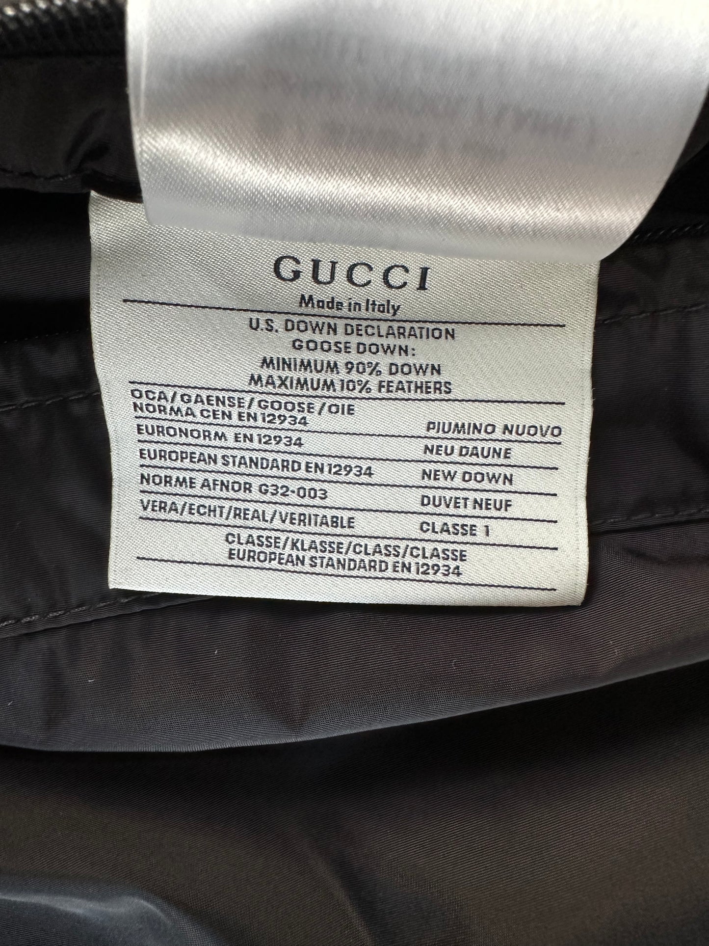 Gucci Black & Silver GG Monogram Long Puffer Jacket