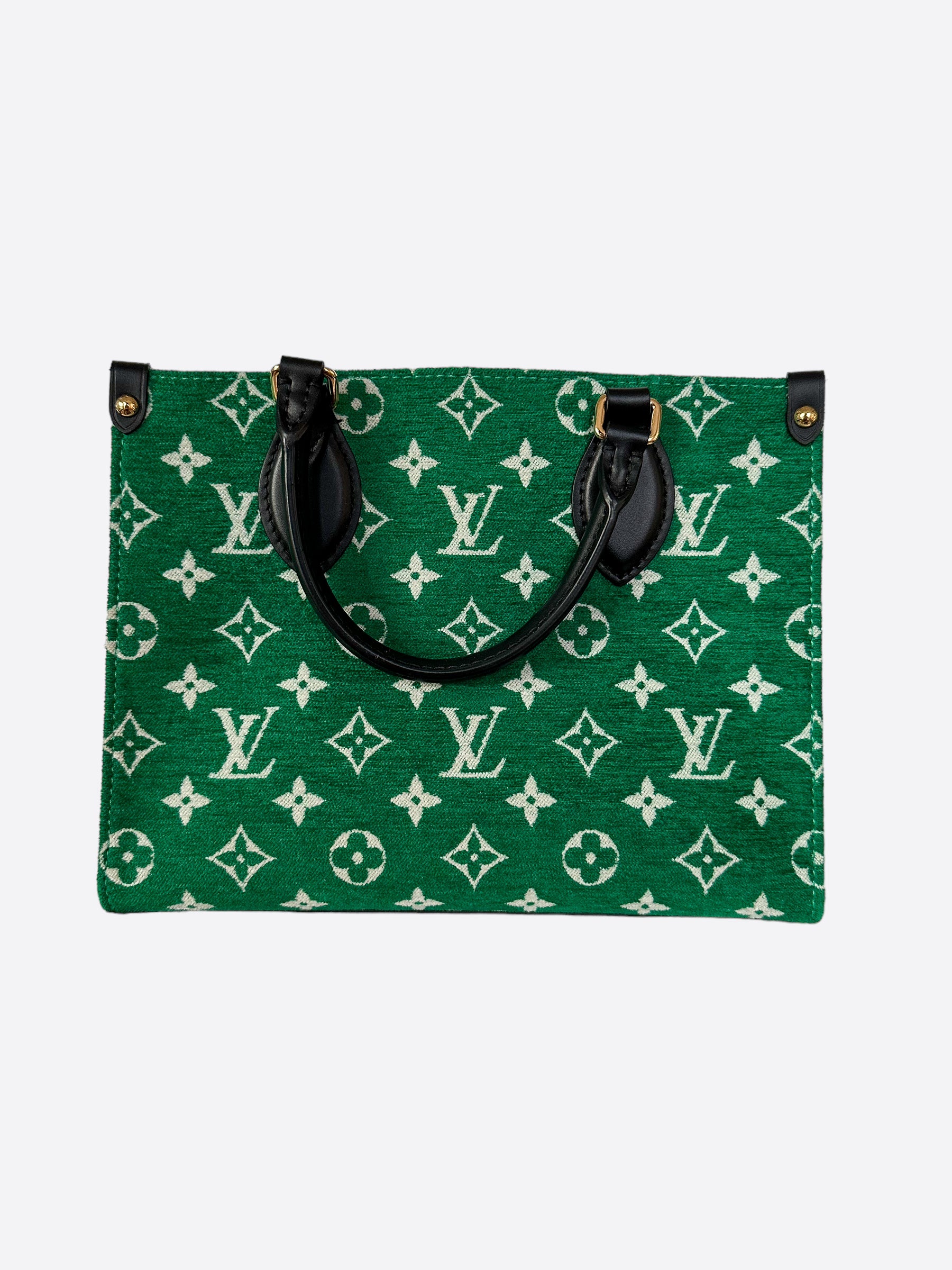LOUIS VUITTON Onthego PM Monogram Velvet Tote Shoulder Bag Green