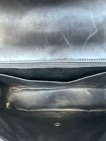 Chanel Black Patent Quilted Jumbo Flap Bag